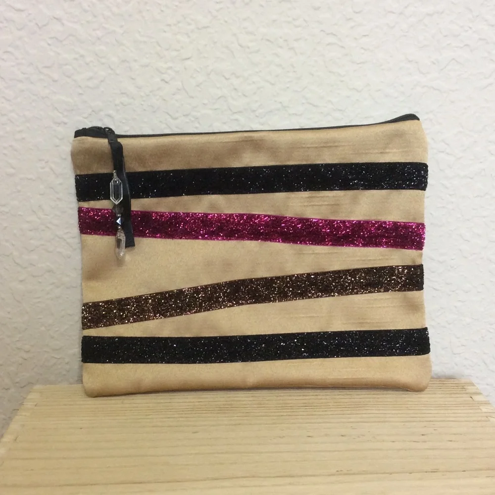 Cosmetic Makeup Bag Women Zipper Closure Lined Inside Pocket New